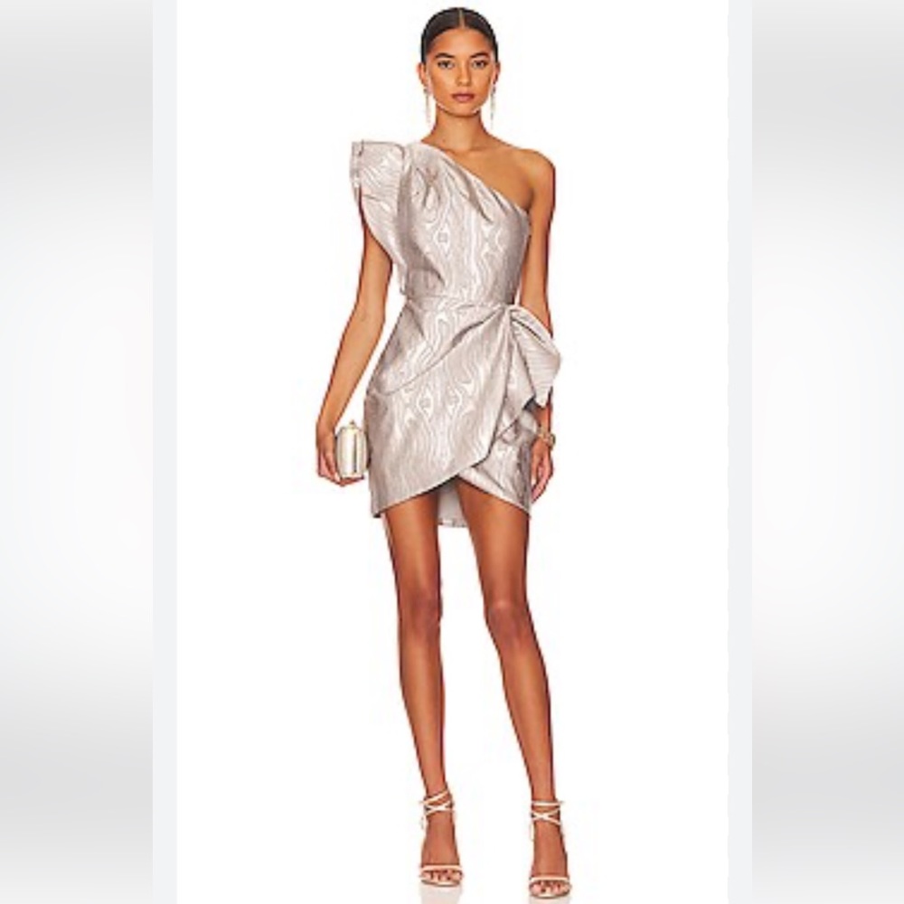 Saylor silver mini party dress as seen on Revolve